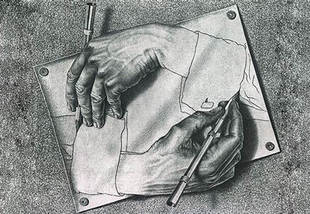 Manos dibujando. M. C. Escher